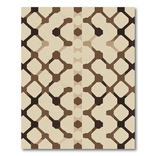 Geometric Lattice Beige Brown Rug
