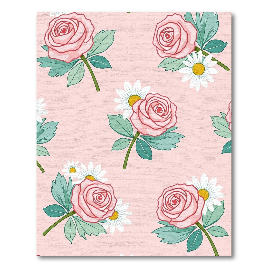Pink Rose Daisy Garden Delight Rug