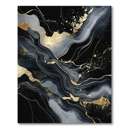 Luxury Black Gold Abstract Area Rug