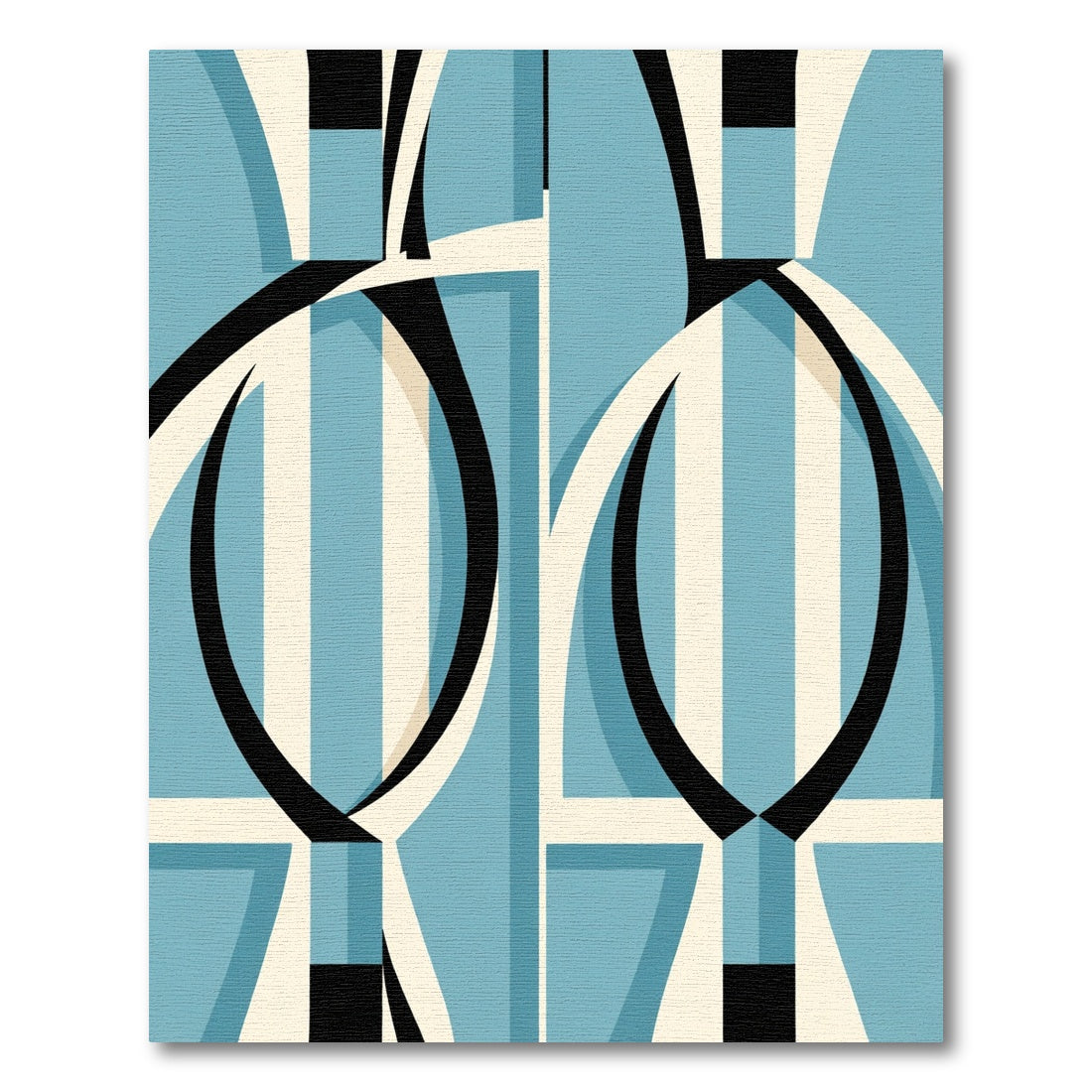 Abstract Teal Arch Black and White Rug