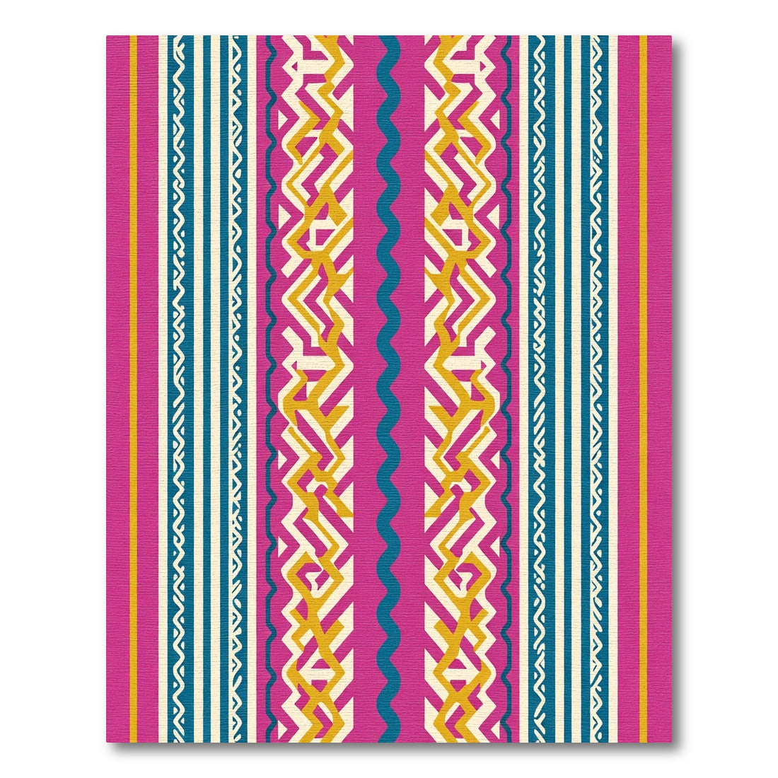 Vibrant Pink Geometric Tribal Stripes Rug