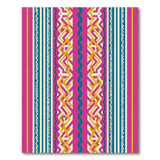 Vibrant Pink Geometric Tribal Stripes Rug