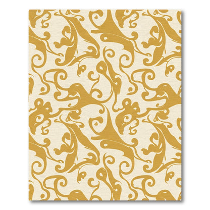 Golden Ochre Swirl Abstract Rug