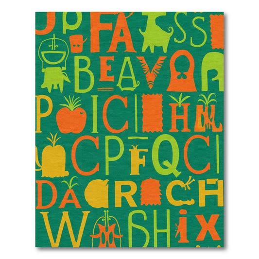 Playful Alphabet And Fruit Green Rug