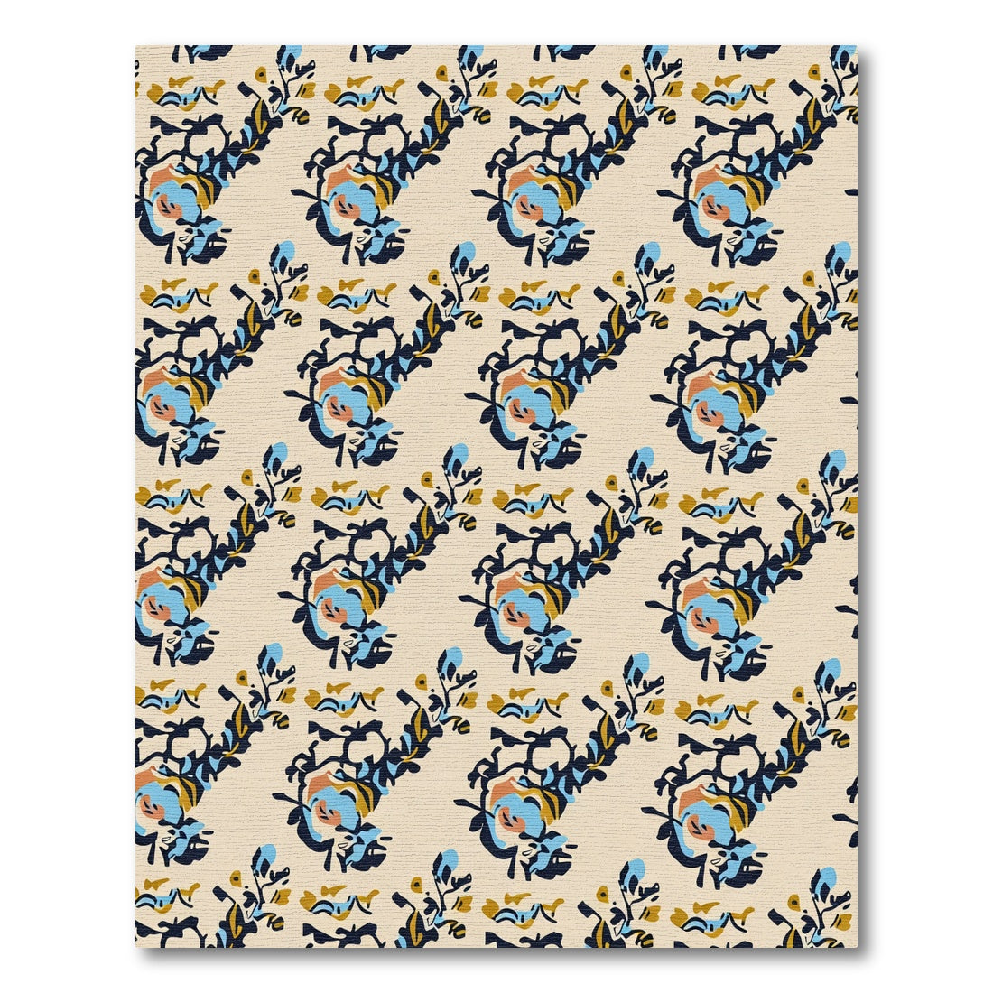 Chic Beige Abstract Floral Sprigs Rug
