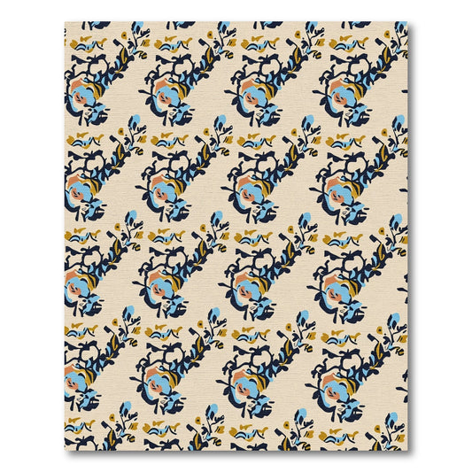 Chic Beige Abstract Floral Sprigs Rug