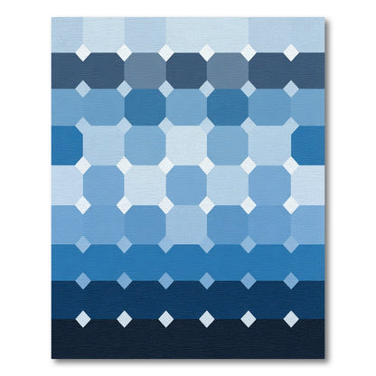 Gradient Blue Geometric Octagon Rug