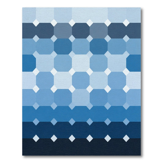 Gradient Blue Geometric Octagon Rug