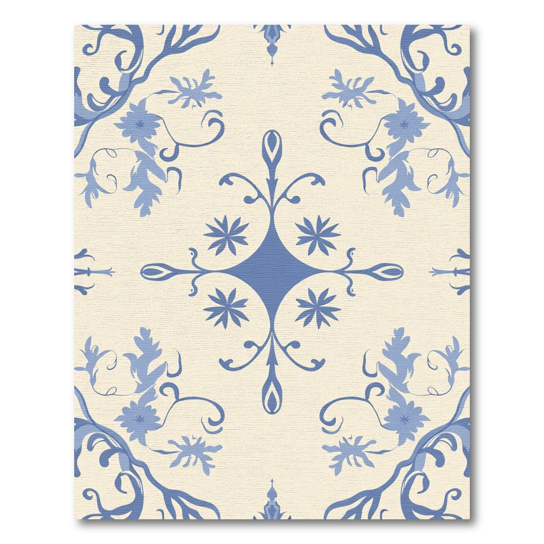 Blue Floral Vine Classic Medallion Rug