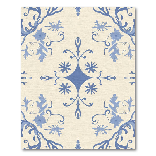 Blue Floral Vine Classic Medallion Rug