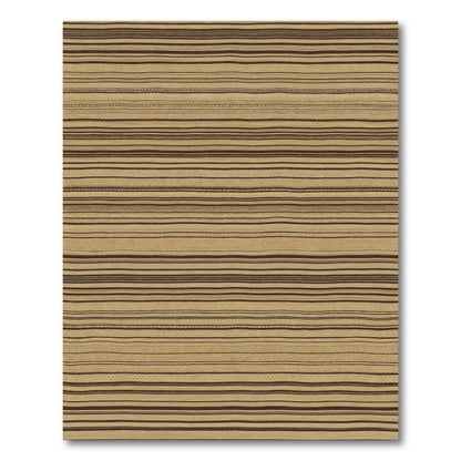 Earthy Brown Tan Horizontal Stripe Rug
