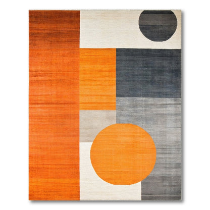 Geometric Modern Orange Geometric Circle Area Rug