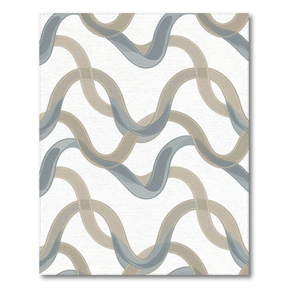 Interlocking Wave Beige Area Rug
