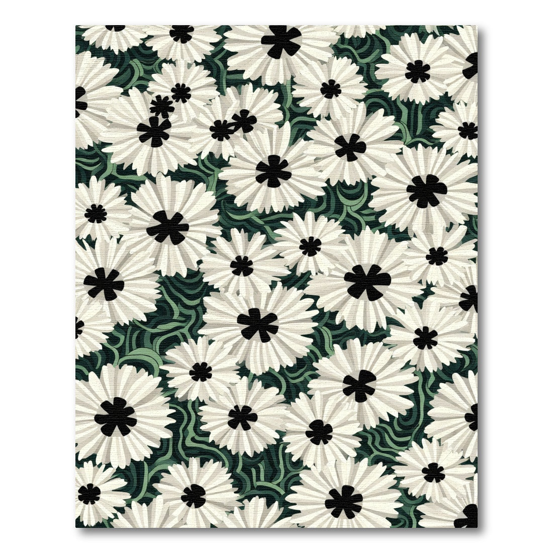 White Daisy Field Abstract Rug