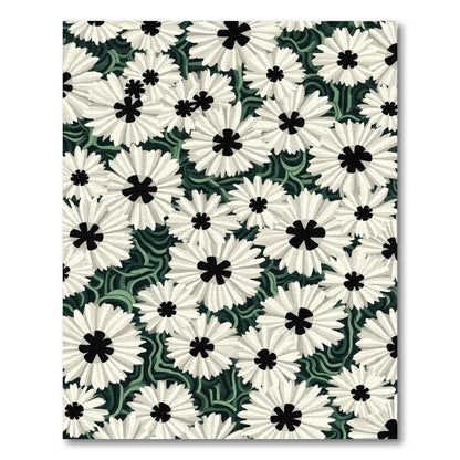 White Daisy Field Abstract Rug