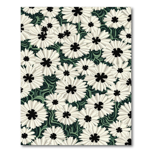 White Daisy Field Abstract Rug