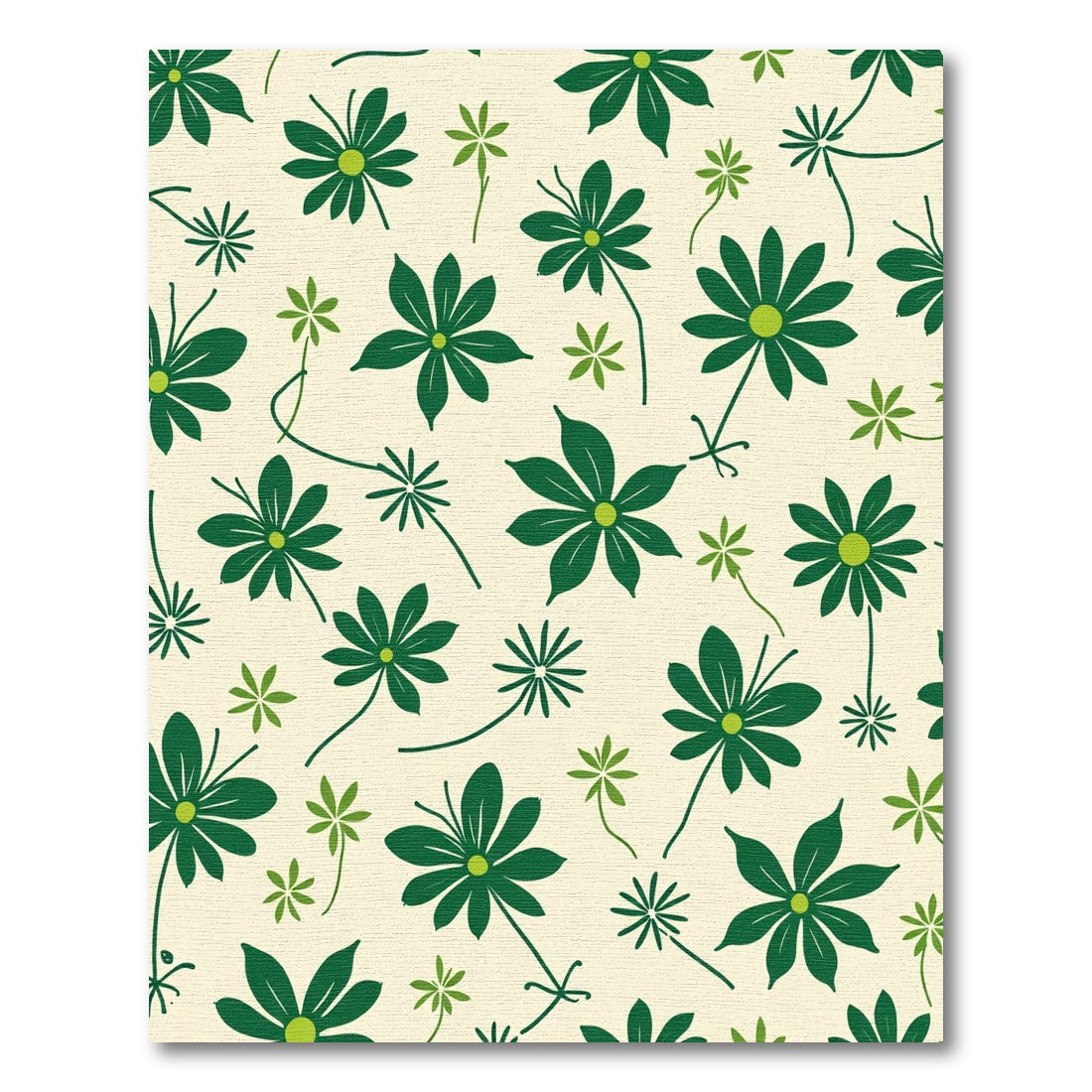 Whimsical Green Aster Bloom Garden Rug