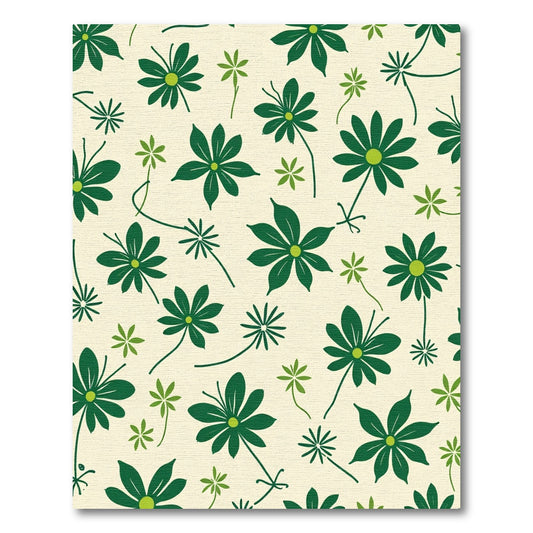 Whimsical Green Aster Bloom Garden Rug