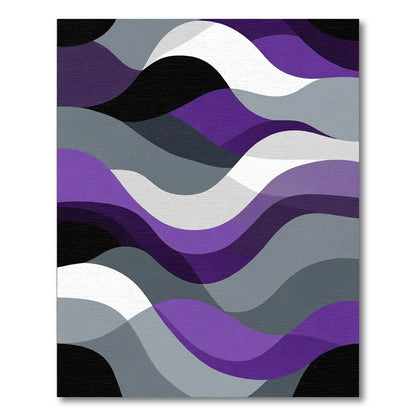 Abstract Purple Gray Wave Layers Rug