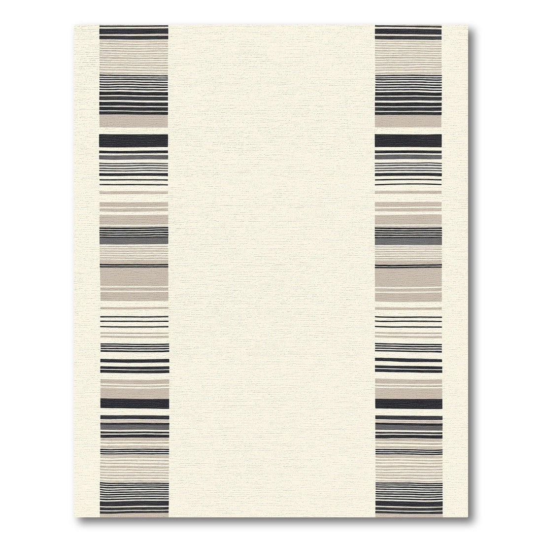 Modern Black Taupe Striped Border Rug