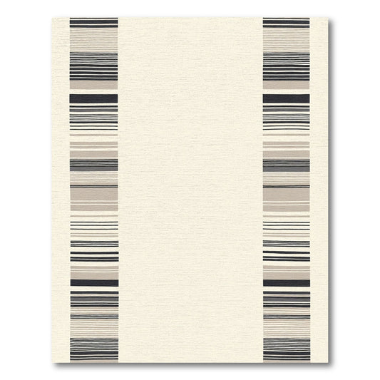 Modern Black Taupe Striped Border Rug