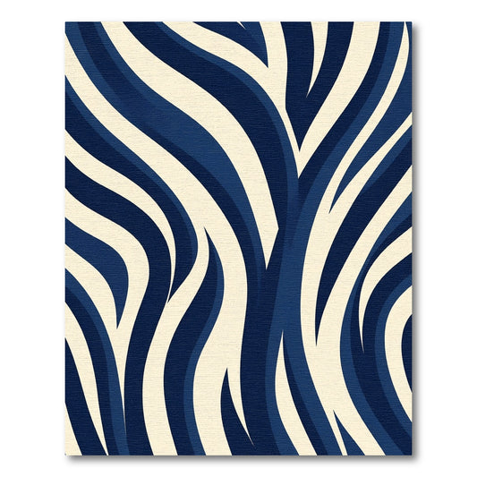 Navy Cream Wavy Stripes Rug