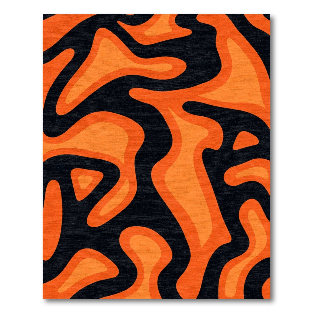 Bold Orange Black Amoeba Fluid Rug