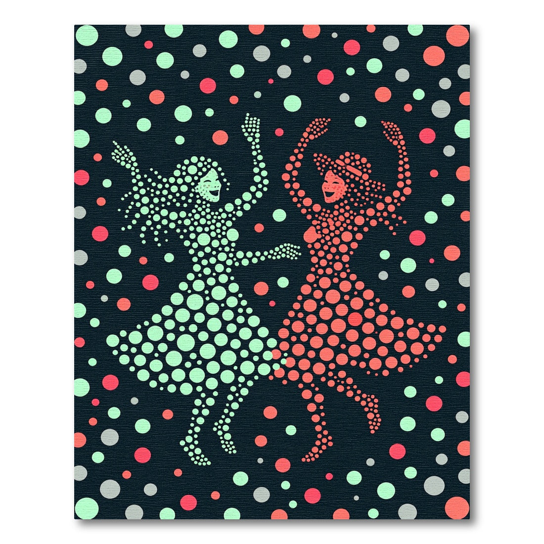 Dancing Figures Scattered Polka Dot Rug