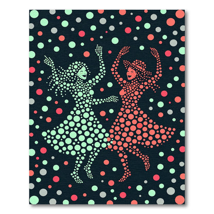 Dancing Figures Scattered Polka Dot Rug