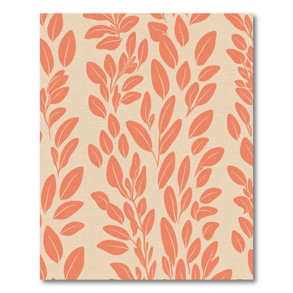 Coral Botanical Branch Arrangement Rug