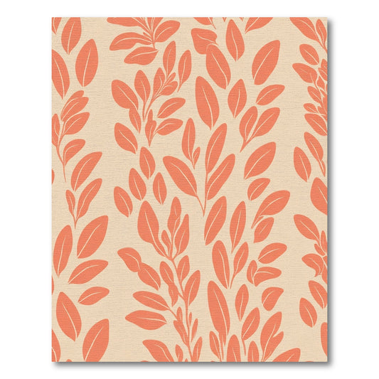 Coral Botanical Branch Arrangement Rug