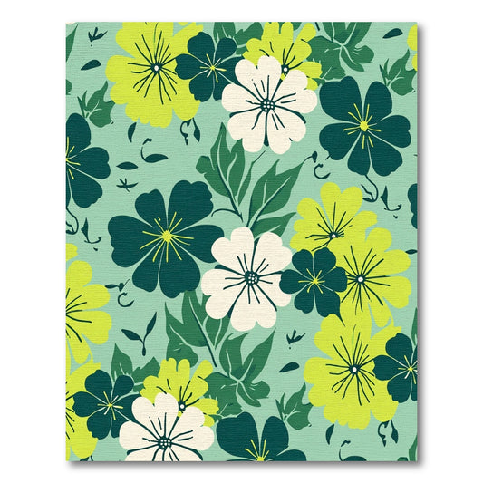 Lush Lime Green Floral Composition Rug