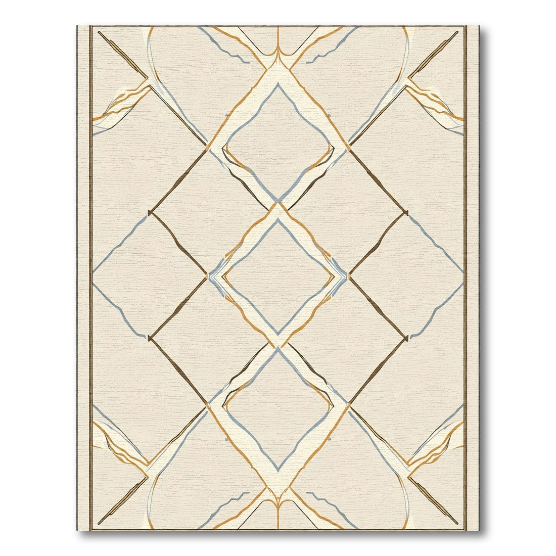 Cream Diamond Art Deco Ribbon Rug