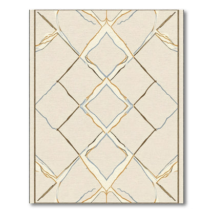 Cream Diamond Art Deco Ribbon Rug