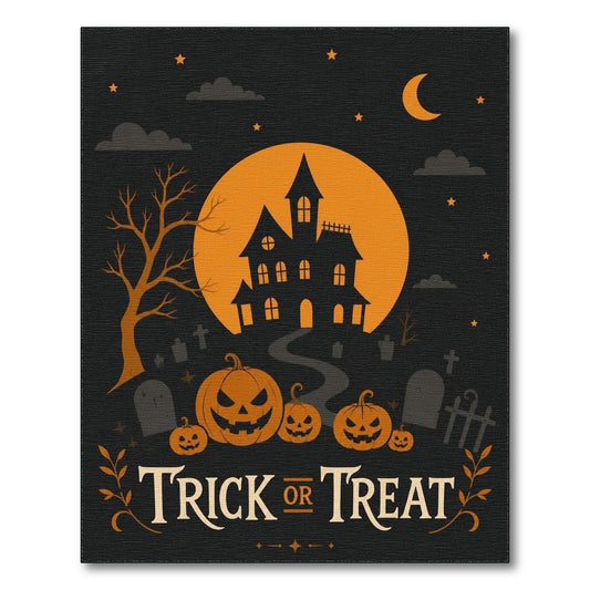 Orange Trick or Treat Halloween Area Rug