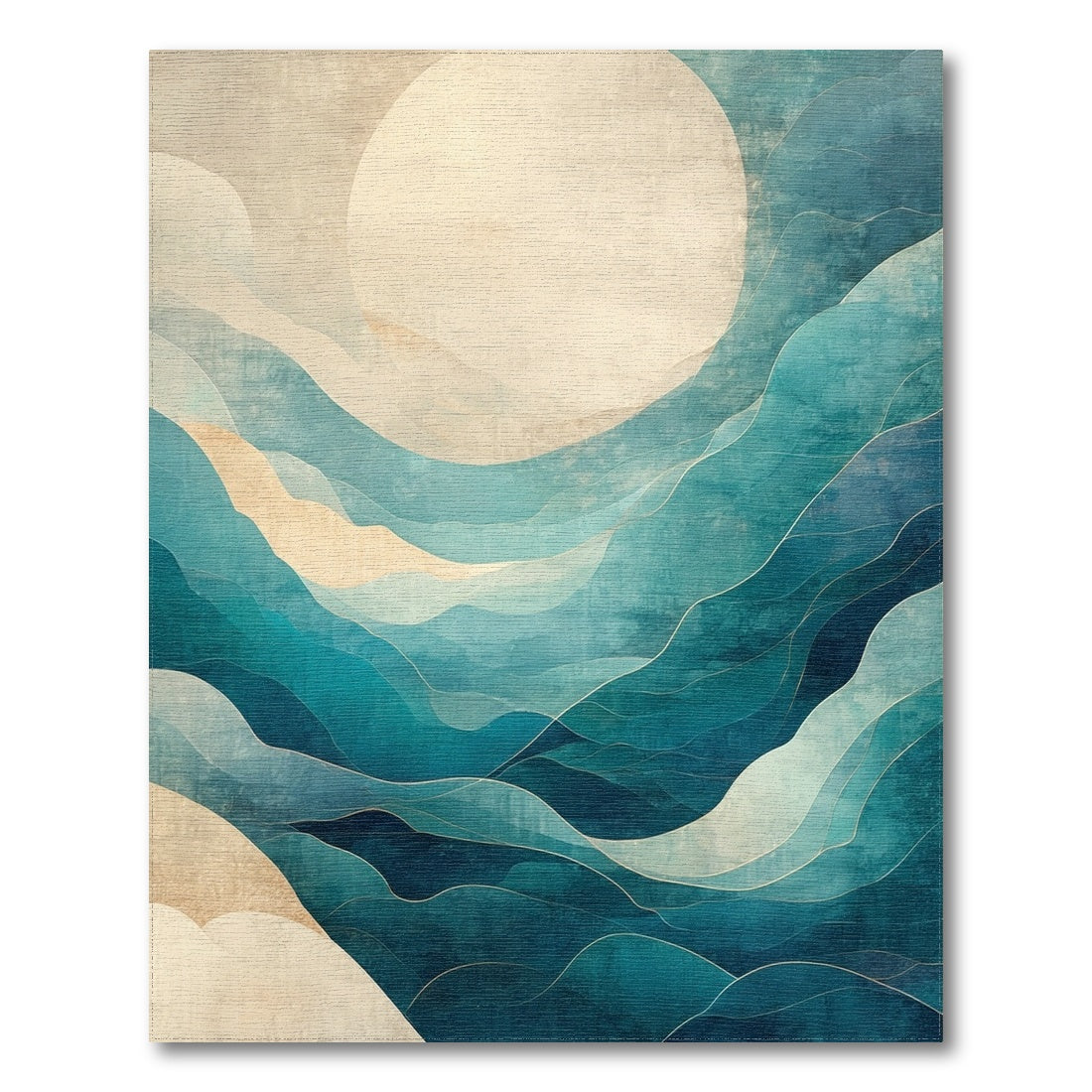 Teal Moon Layered Wave Rug