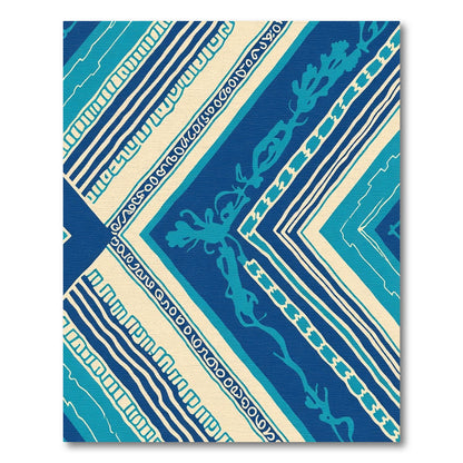 Blue Oceanic Stripes Geometric Forms Rug
