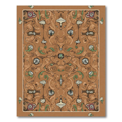 Earthy Brown Whimsical Floral Swirls Rug