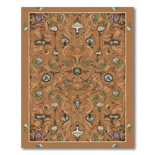 Earthy Brown Whimsical Floral Swirls Rug