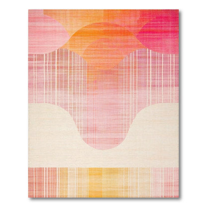 Multi-color and Patterns Vibrant Pink Orange Abstract Wave Area Rug
