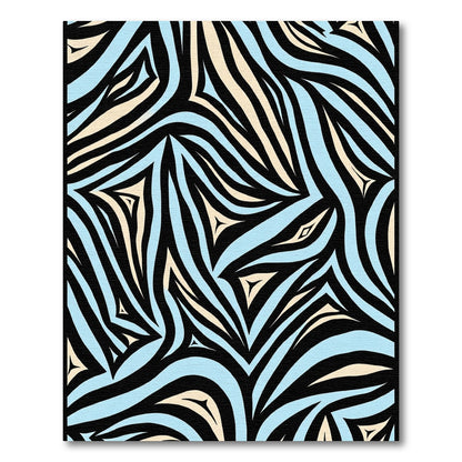 Bold Black Blue Cream Swirl Rug