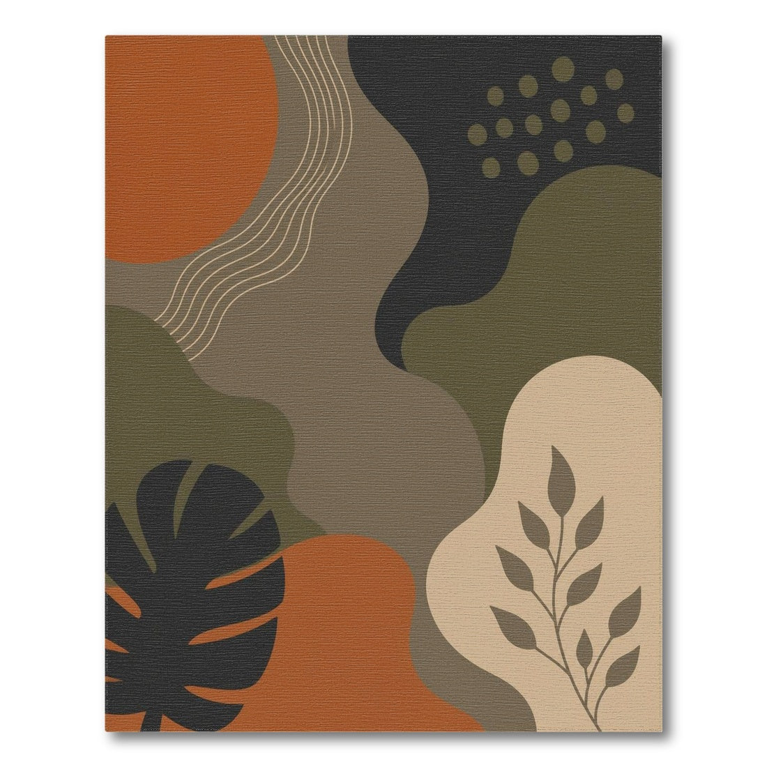 Earthy Abstract Leaf Area Rug