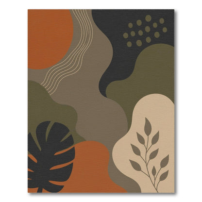 Earthy Abstract Leaf Area Rug