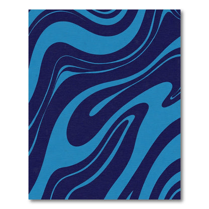 Deep Blue Swirling Wave Rug