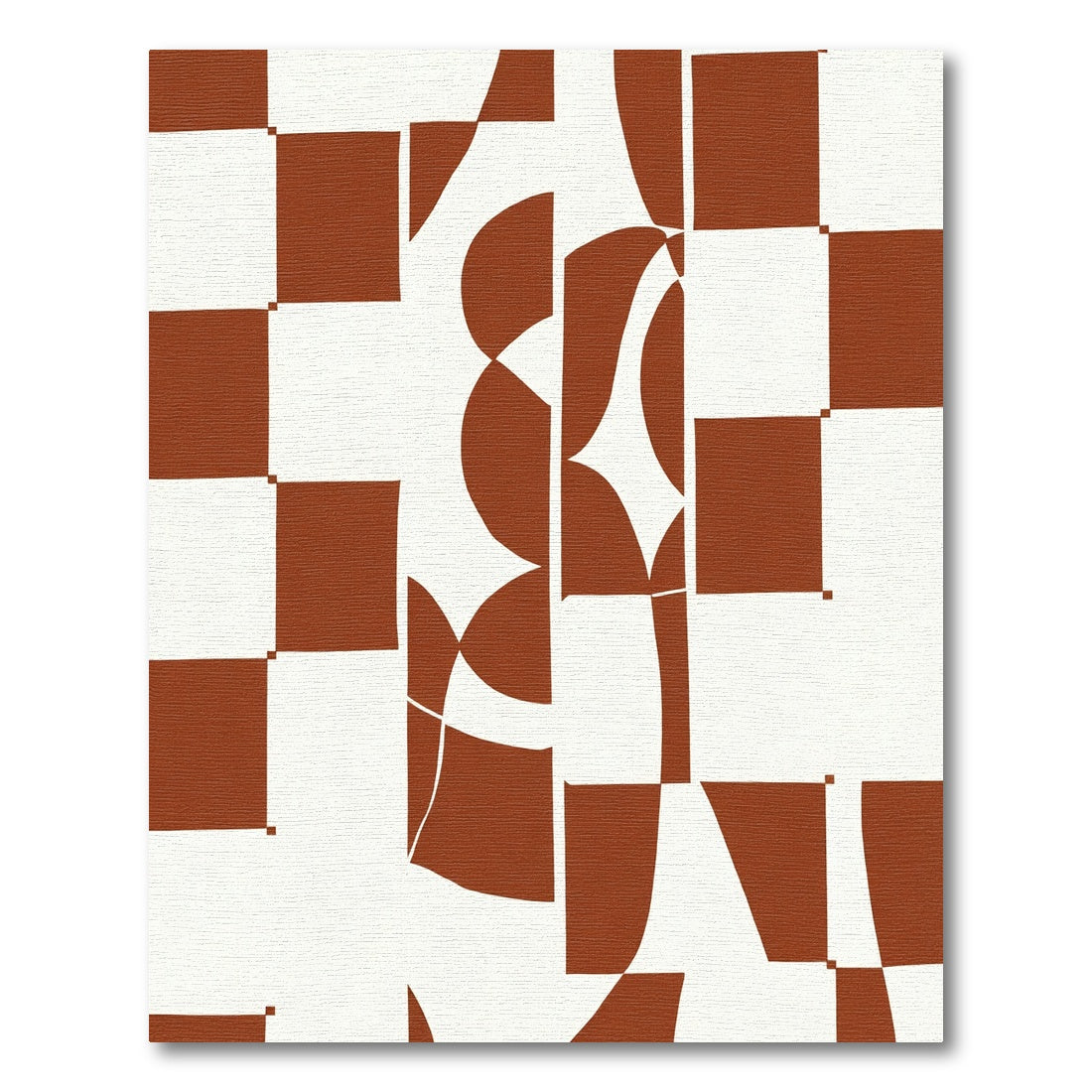 Terra Cotta Abstract Checkerboard Arcs Rug