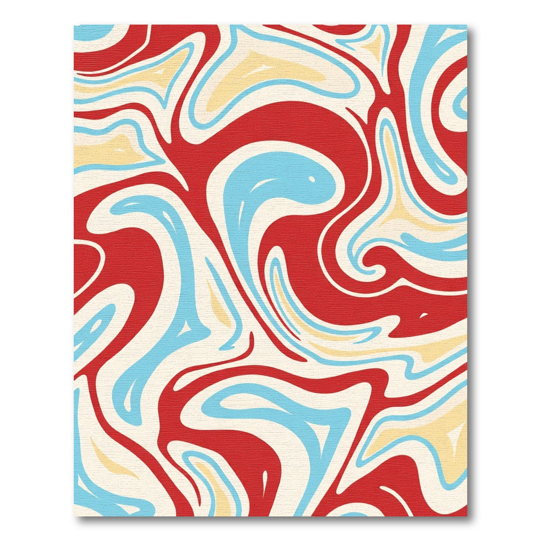 Red Blue Swirl Abstract Cream Rug