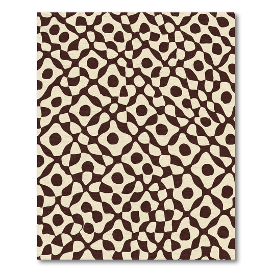 Organic Cream Brown Checkerboard Forms Rug