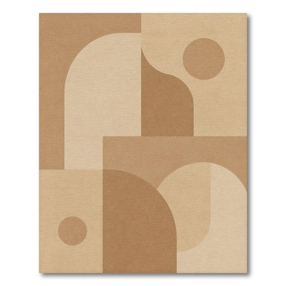 Abstract Geometric Brown Tan Brown and Tan Area Rug