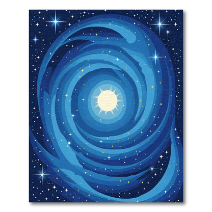 Cosmic Blue Swirl Starry Night Rug