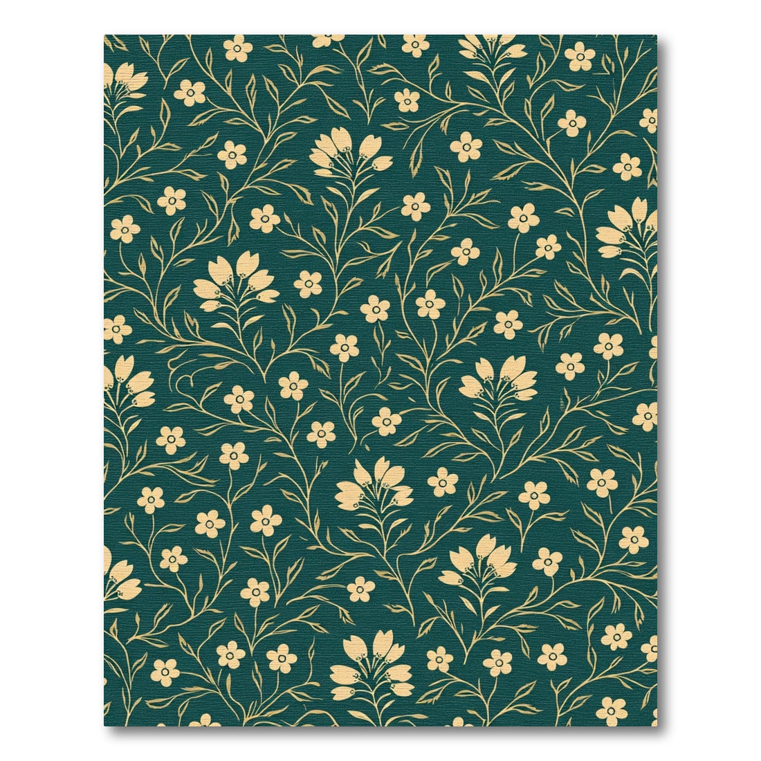Gold Floral Vine Teal Background Rug